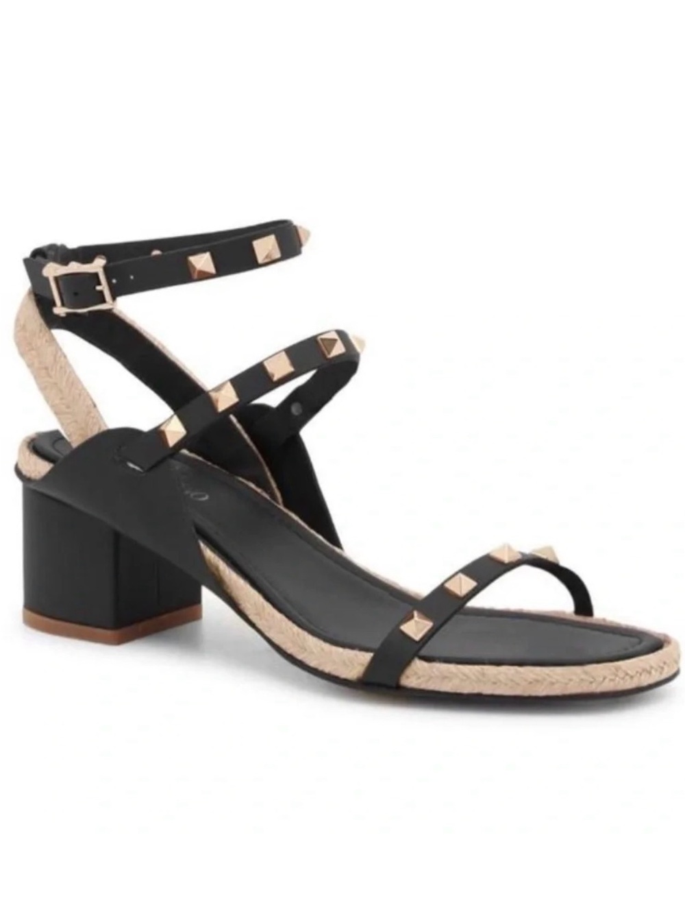 Valentino Rockstud Black Block Heel Sandals size 39